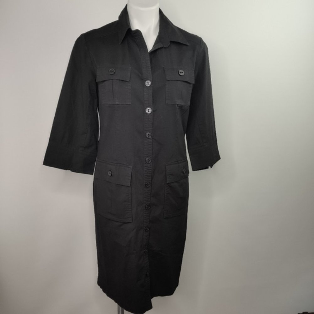 Chico's Black 3/4 Sleeve 4 Pocket Dress Size 1